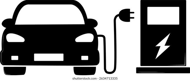 Charging station for an electric vehicle. A device designed to replenish the energy supply of batteries of electric vehicles. A symbol of environmentally friendly transport.