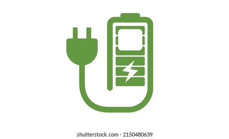 Charging station green icon symbol, Hybrid vehicles charging point logotype, Eco friendly vehicle concept, Vector illustration