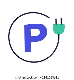 charging station. hand drawn EV doodle icon.