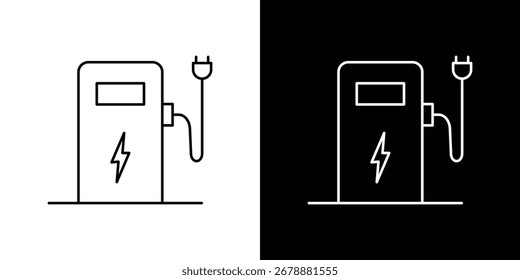 Charging station icon in editable stroke. EPS 10 vector illustration.