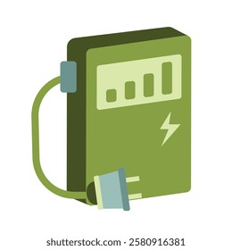 Charging station icon, electric car charger vector illustration, electric vehicle charging point icon, green electric fuel pump clip art