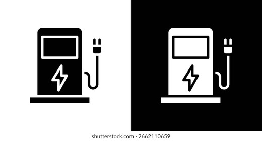 Icono de la estación de carga en conjunto de Vector sólido negro plano