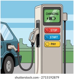 Charging station icon flat vector design.