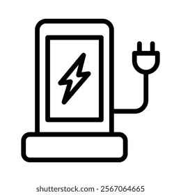 Charging Station Icon Lineal Style Vector Illustration