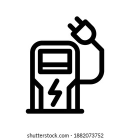 Icono de la estación de carga o logotipo símbolo de signo aislado ilustración vectorial - iconos vectoriales de estilo negro de alta calidad
