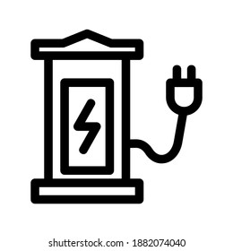 Icono de la estación de carga o logotipo símbolo de signo aislado ilustración vectorial - iconos vectoriales de estilo negro de alta calidad
