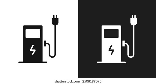 Charging station icon logo set vector