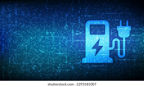 Charging station icon made with electricity signs. Electric vehicles charging point. Electric Supply Station. Energy Efficiency. Alternative fuel. Green energy technology. Vector illustration.