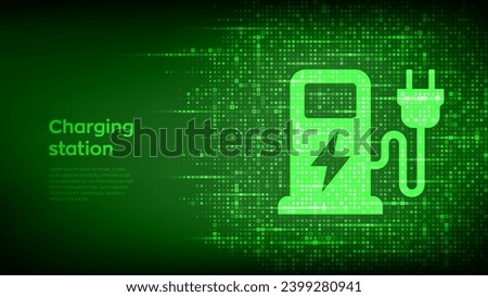 Charging station icon made with electricity signs. Electric vehicles charging point. Electric Supply Station. Energy Efficiency. Alternative fuel. Green energy technology. Vector illustration.
