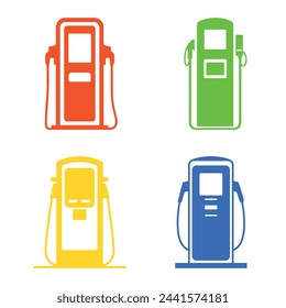 Charging station icon set. Collection of charging station icons on white background. Flat icon