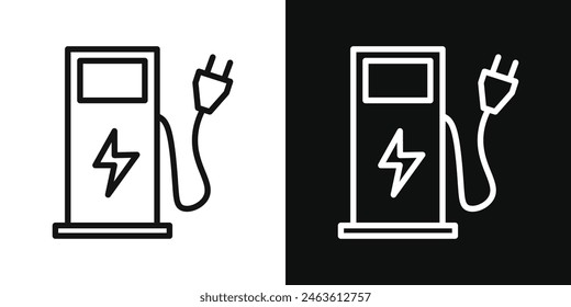 Charging Station Icon Set. Electric Vehicle Recharge Point Symbol in Vector Format.
