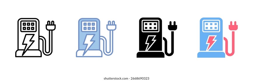 Charging Station icon sheet multiple style collection