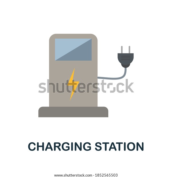 Charging Station icon. Simple\
element from electric vehicle collection. Creative Charging Station\
icon for web design, templates, infographics and\
more