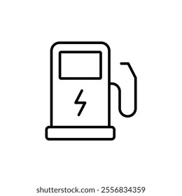 Charging station icon. Simple outline style. Electric vehicle, EV, green car, Power supply station, charge, nature, technology concept. Thin line symbol. Vector illustration isolated.