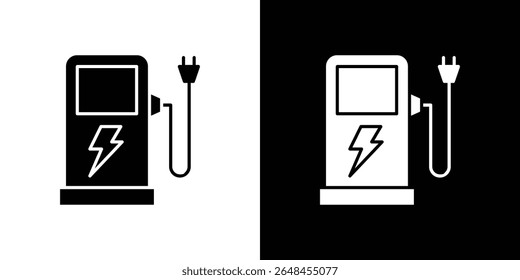 Charging station icon symbol collection. Flat vector stock illustration.