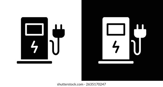Charging station icon Vector in flat style. Collection silhouettes