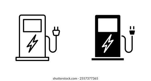 Charging station Icon vector. liner and flat style icons set.