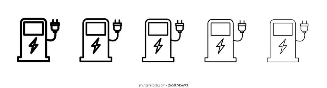 Símbolo o ilustración de contorno de Vector de icono de estación de carga
