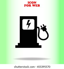 Charging station icon vector web icon. Black illustration on white background