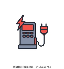 charging station icon. vector.Editable stroke.linear style sign for use web design,logo.Symbol illustration.