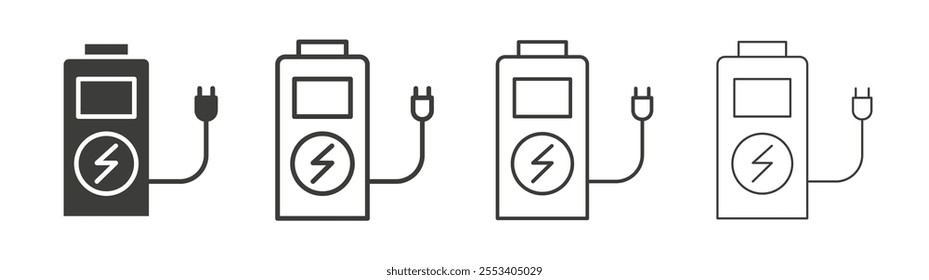 Charging station icons collection. vector set in black color