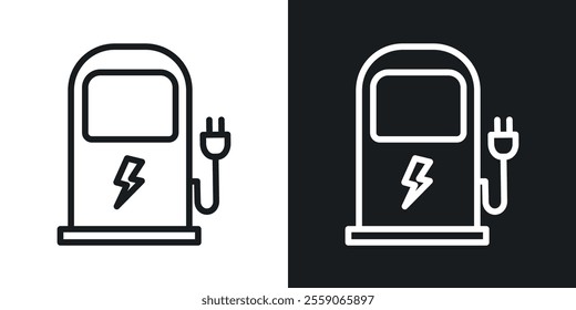 Charging station icons. vector set in black colors