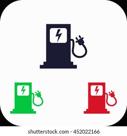 Charging station Illustration set. Blue, green, red icon.