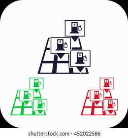 Charging station Illustration set. Blue, green, red icon.