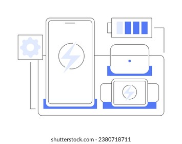 Charging station isolated cartoon vector illustrations. Wireless charger for smart gadgets, innovation mobile technology, dock station for smartphones and smartwatches vector cartoon.