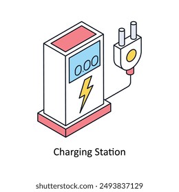 Estación de carga Icono de estilo isométrico. Símbolo sobre fondo blanco EPS 10 Archivo 