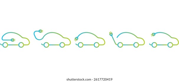 Charging station logo EV car hybrid and electric vehicles set.Eco friendly electro car idea concept.