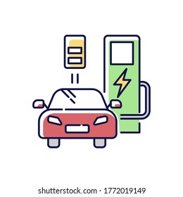 Charging station RGB color icon. Gas alternative for transport. Hybrid car. Ecological power supply for vehicle. Energy terminal. Innovative urban infrastructure. Isolated vector illustration