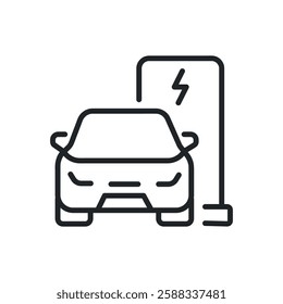 Charging station thin line icons. Perfect pixel on transparent background