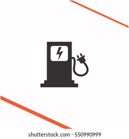 Charging station vector grey icon on white background. Charging station symbol stock   illustration. Business picture.