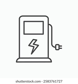 Charging station vector icon isolated in black line