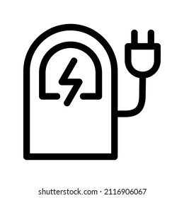 Charging station vector line icon. charging stations or electric vehicle recharging stations symbol. Vector electric refueling illustration isolated on white. Power supply for electric car charging.