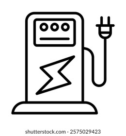 Charging Station Vector Line Icon Design