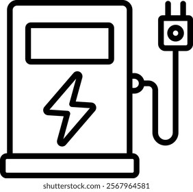 Charging Station Vector Lineal Icon On White Background.