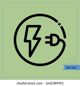 Charging symbol and plug icon - Professional, Pixel-aligned, Pixel Perfect, Editable Stroke, Easy Scalablility. 