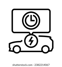 vector de icono de línea eléctrica de tiempo de carga. señal eléctrica de tiempo de carga. símbolo de contorno aislado ilustración negra