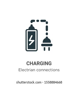 Charging vector icon on white background. Flat vector charging icon symbol sign from modern electrian connections collection for mobile concept and web apps design.