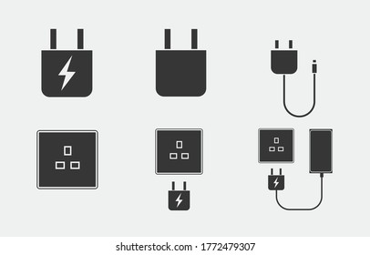charging vector icon set phone charger plug socket icon electricity
