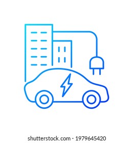Charging at work gradient linear vector icon. Getting natural energy for electronical transport during workday. Thin line color symbols. Modern style pictogram. Vector isolated outline drawing