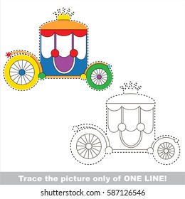 Chariot to be traced only of one line, the tracing educational game to preschool kids with easy game level, the colorful and colorless version.