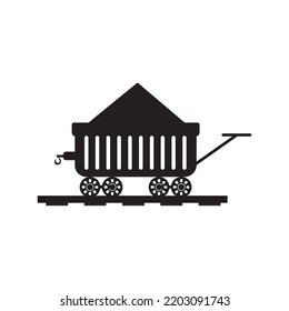 Chariot Coal Mining Cart Icon | Black Vector Illustration |