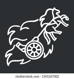 Chariot of fire Bible story chalk icon. Religious legend. Christian religion, holy book scene plot. Saint chariot and horse in flame. Biblical narrative. Isolated vector chalkboard illustration