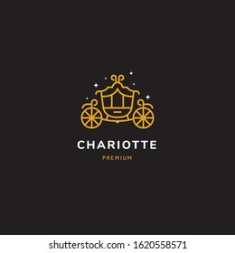 Chariot Gold Logo. Brougham Icon. Premium Vector