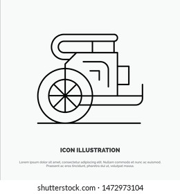 Chariot, Horses, Old, Prince, Greece Line Icon Vector
