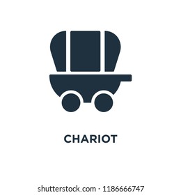 Chariot icon. Black filled vector illustration. Chariot symbol on white background. Can be used in web and mobile.