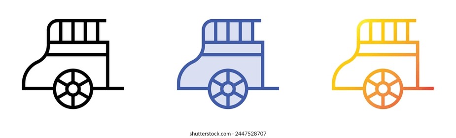 icono de carro. Diseño de estilo de relleno lineal, azul y degradado aislado sobre fondo blanco